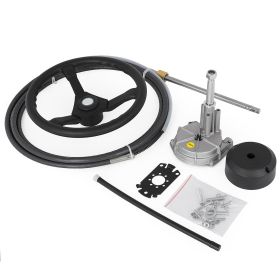 VEVOR Outboard Steering System 16' Outboard Steering Kit 16 Feet Boat Steering Cable with 13" Wheel Durable Marine Steering System