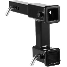 VEVOR Dual Hitch Extension, for 2" Trailer Hitch Receiver, Hitch Adapter Extender to 10" Max Adjustable Length, 7-1/2" Rise/Drop