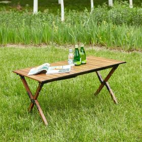 1-piece Folding Outdoor Table,Lightweight Aluminum Roll-up Rectangular Table for indoor, Outdoor Camping, Picnics,Beach,Backyard, BBQ, Party, Pat