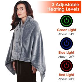 Wearable USB Heated Blanket Shawl, Portable Heated Blanket, 3 Gears 8 Heating Zones Cordless Zip Heated Throw Blanket for Women, Outdoor, Office