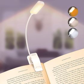 LED Rechargeable Book Light for Reading in Bed (Color: White)