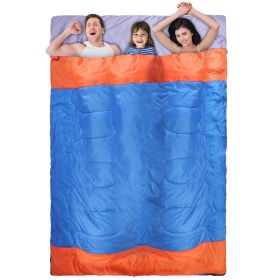 3 People Sleeping Bag for Adult Kids Lightweight Water Resistant Camping Cotton Liner Cold Warm Weather Indoor Outdoor Use 3 Season with Sack for (Color: 3-Person)