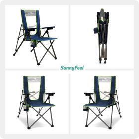 UNNYFEEL  Outdoor Reclining Camping Chairs Adjustable 3 Position Foldable Heavy Duty Adults 300 LBS Capacity For Adults Lounge With Cup Holder (Color: Navy blue)