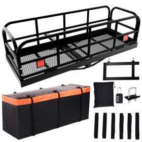 Trailer Hitch Cargo Carrier 500 Lbs,Heavy Duty Hitch Basket,Folding Cargo Carrier Hitch Mount Fits 2" Hitch Receiver with Waterproof Cargo Bag (size: 60''*24''*14'')