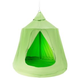 VEVOR Hanging Tree Tent, 330 LBS Capacity Hanging Tent Swing for Indoor and Outdoor Hammock Sensory Swing Chair w/LED Lights String, Inflatable B (Color: green, Type: Fully Enclosed)