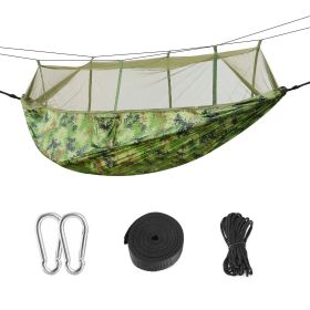 Camping Hammock with Mosquito Net, Portable Double Hammock Tent Load Two People with 2 Straps, Best for Outdoor Garden Hiking Travel (Color: Camouflage)